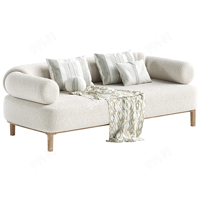 Modern Bouclé Fabric Sofa Design 3D model image 4