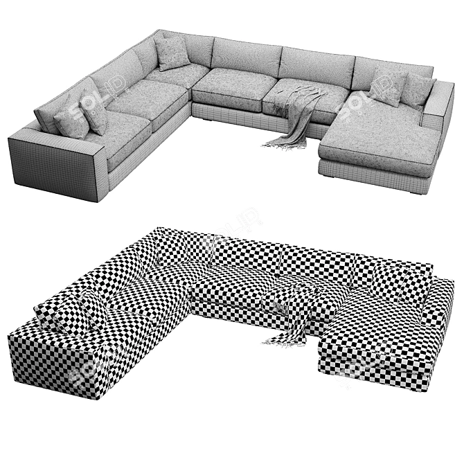 Coastal Chic Modular Sofa Set 3D model image 5