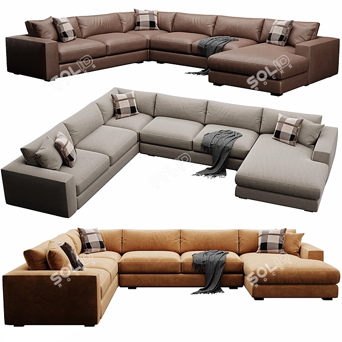 Coastal Chic Modular Sofa Set 3D model image 6