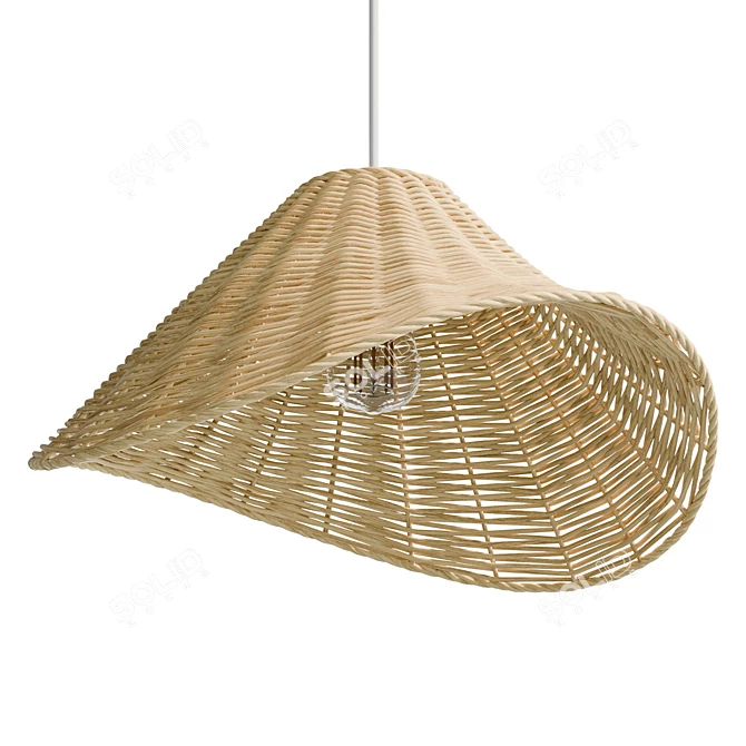 Handcrafted Rattan Pendant Light 3D model image 5