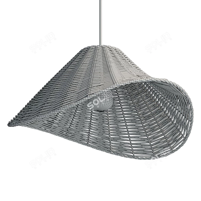 Handcrafted Rattan Pendant Light 3D model image 6