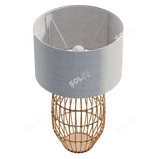 Rattan Table Lamp with Fabric Shade 3D model image 5