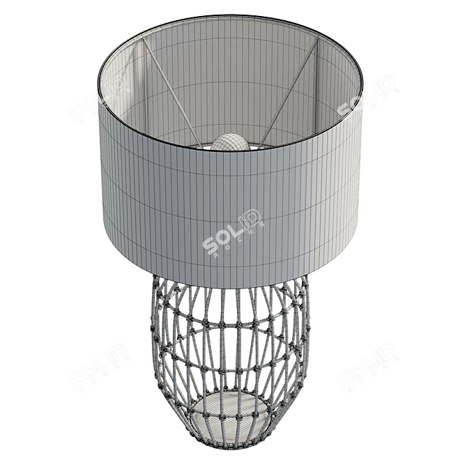 Rattan Table Lamp with Fabric Shade 3D model image 6