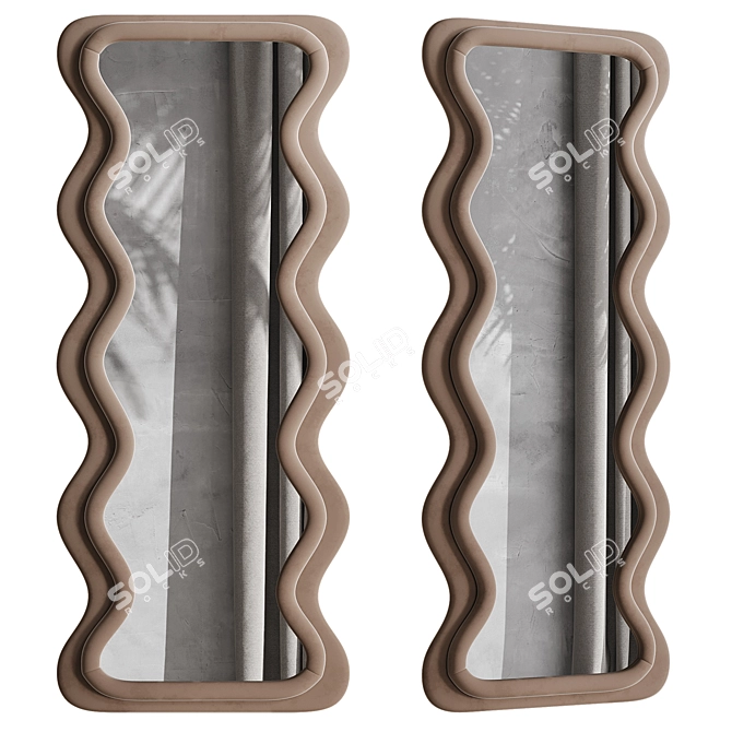 Wavy Mirror Set Milk Velvet 3D model image 4