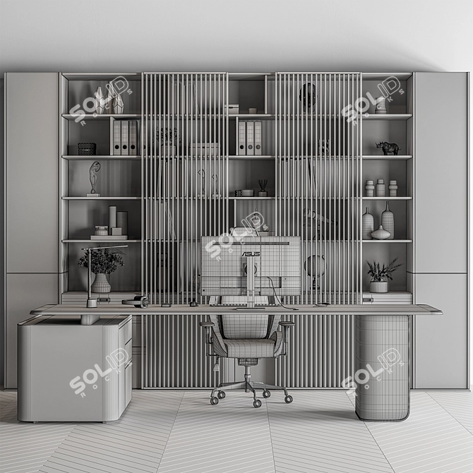 Executive Boss Desk Office Furniture 3D model image 5