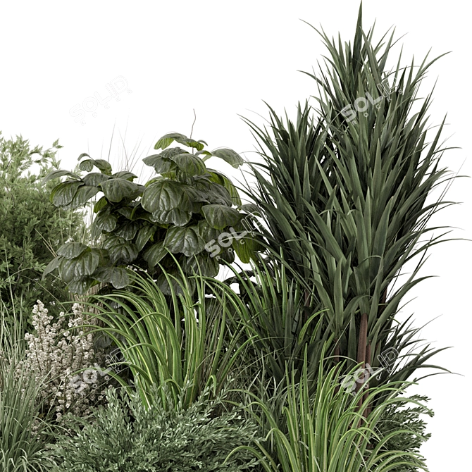 Premium Outdoor Plants Bush Set 3D model image 3