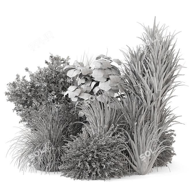 Premium Outdoor Plants Bush Set 3D model image 6