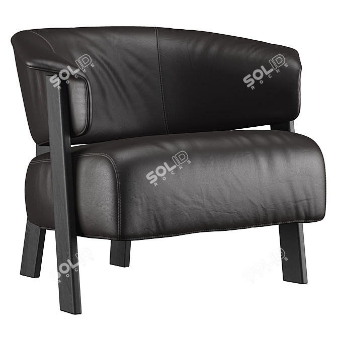 Contemporary Leather Wing Armchair 3D model image 1