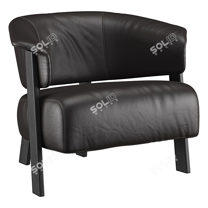 Contemporary Leather Wing Armchair 3D model image 2