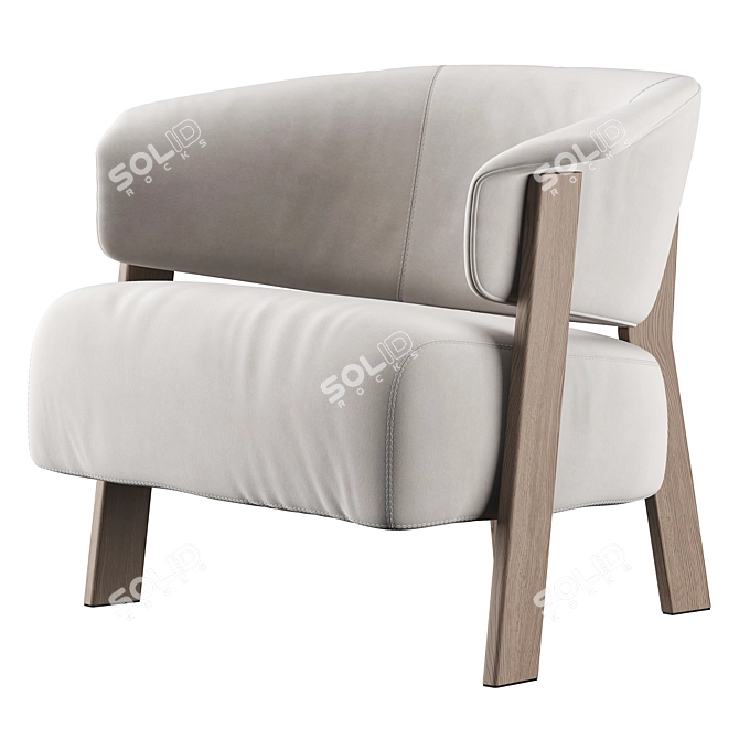 Contemporary Leather Wing Armchair 3D model image 3