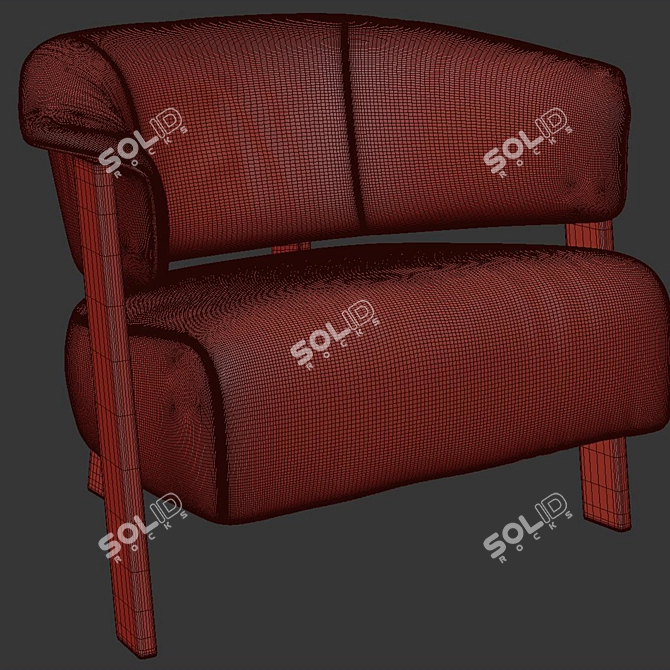 Contemporary Leather Wing Armchair 3D model image 5