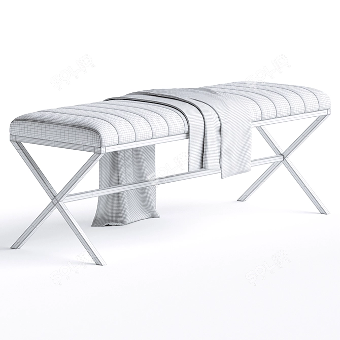 Elegant Faux Leather Seating Bench 3D model image 4