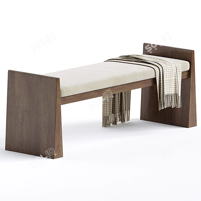 Luxurious Asira Velvet Bench 3D model image 2