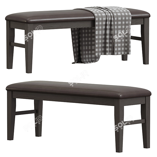 Elegant Faux Leather Bench 3D model image 1