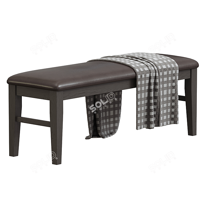 Elegant Faux Leather Bench 3D model image 2