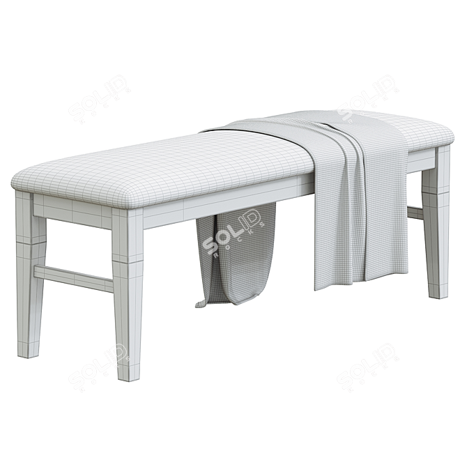 Elegant Faux Leather Bench 3D model image 3