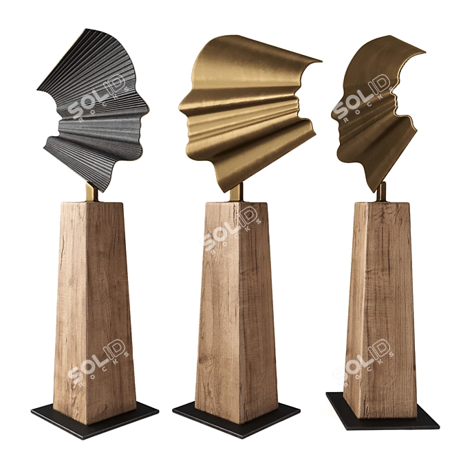 Metal-Wood Sculpture: Art Focus 3D model image 1