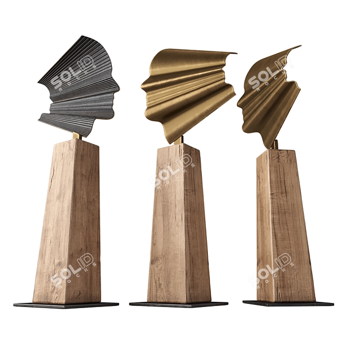 Metal-Wood Sculpture: Art Focus 3D model image 6