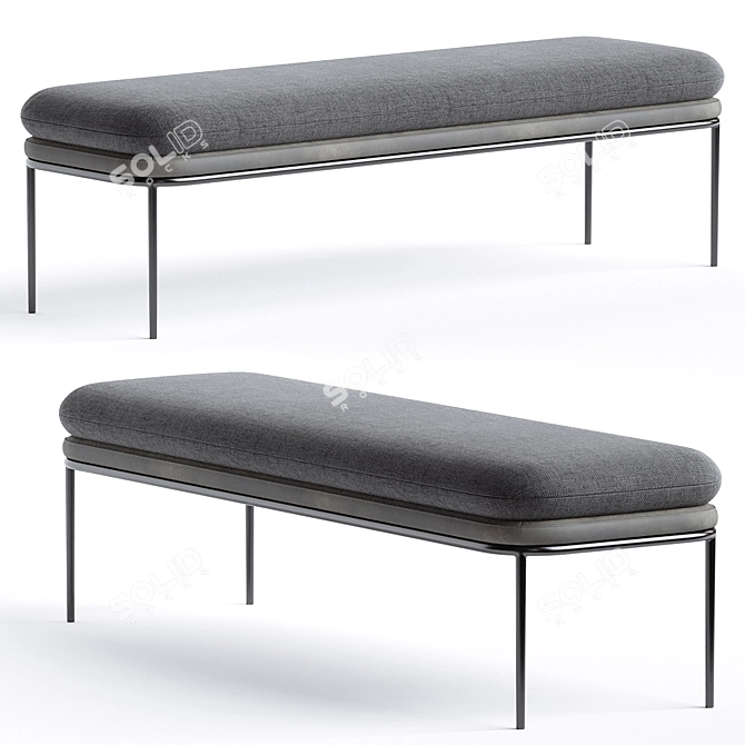 Sleek Gun Grey Bench 3D model image 1