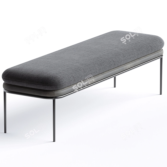 Sleek Gun Grey Bench 3D model image 3