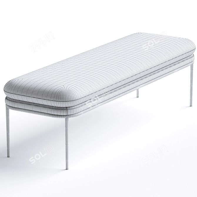 Sleek Gun Grey Bench 3D model image 5