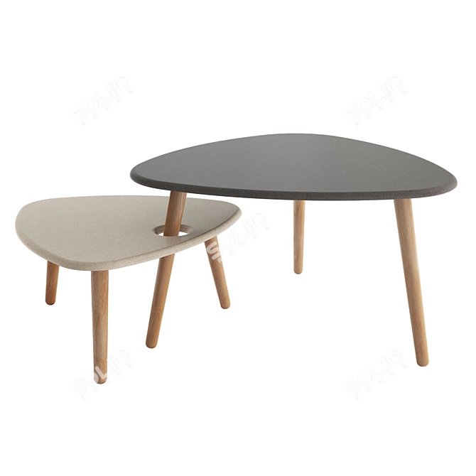 Curtis Grey Coffee Table Set 3D model image 1