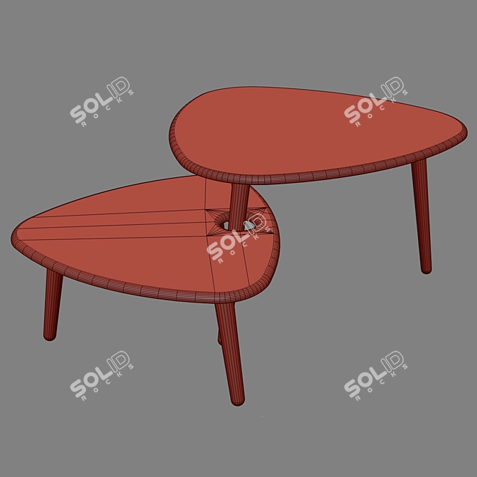 Curtis Grey Coffee Table Set 3D model image 3