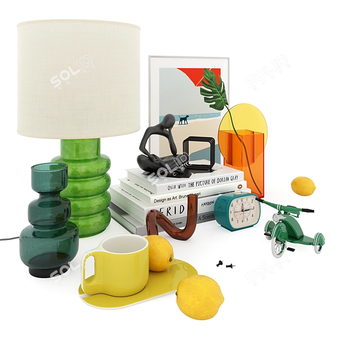 Vintage Charm Interior Decor Set 3D model image 8