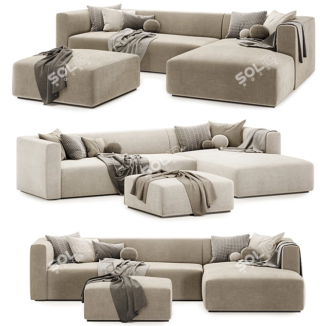 Stylish Match Sofa Set - 2 Colors 3D model image 1