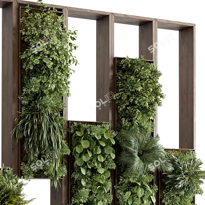 Botanical Wooden Frame Wall Decor 3D model image 4