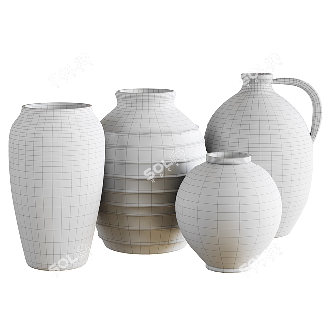 Pottery Barn Smooth Vases Set 3D model image 6