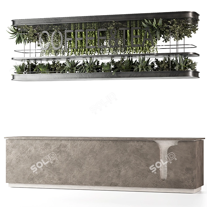 Modern Reception Desk With Plants 3D model image 1