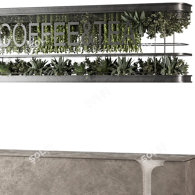 Modern Reception Desk With Plants 3D model image 2