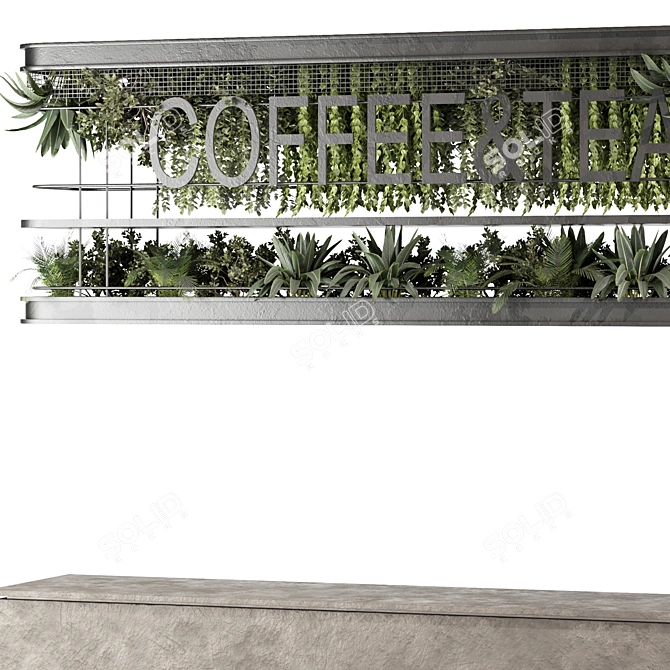 Modern Reception Desk With Plants 3D model image 3