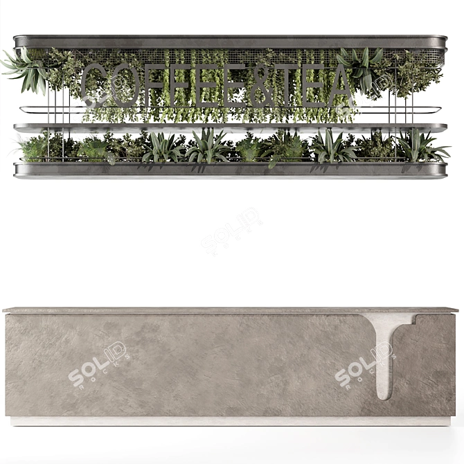 Modern Reception Desk With Plants 3D model image 5