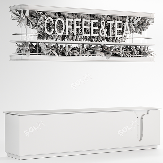 Modern Reception Desk With Plants 3D model image 6