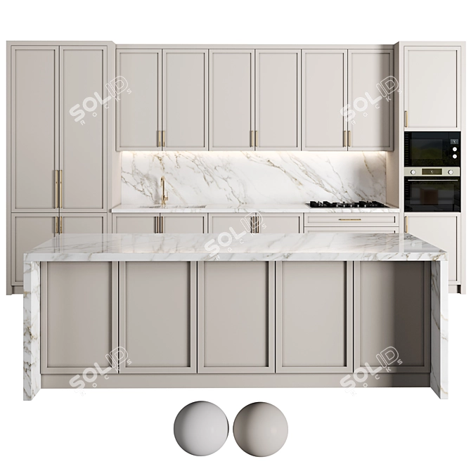 Modern Kitchen Island Design 3D model image 1