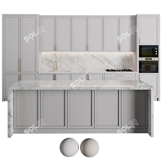 Modern Kitchen Island Design 3D model image 2