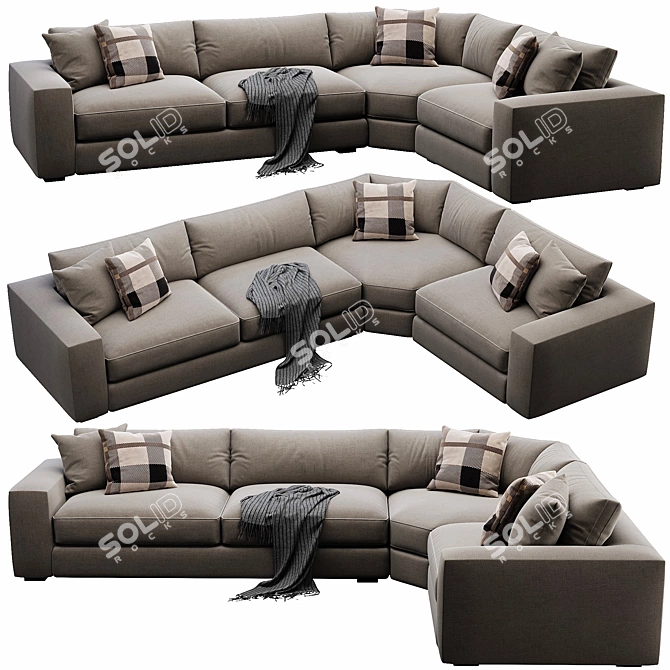 Cozy Coastal Oceanside Sectional Sofa 3D model image 1