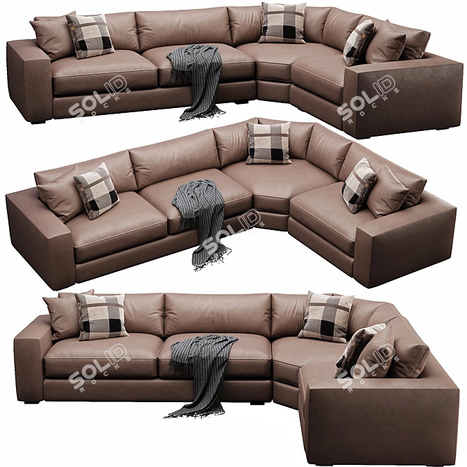 Cozy Coastal Oceanside Sectional Sofa 3D model image 2