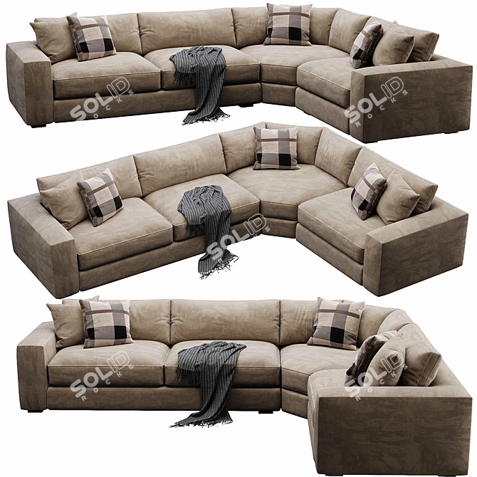 Cozy Coastal Oceanside Sectional Sofa 3D model image 3