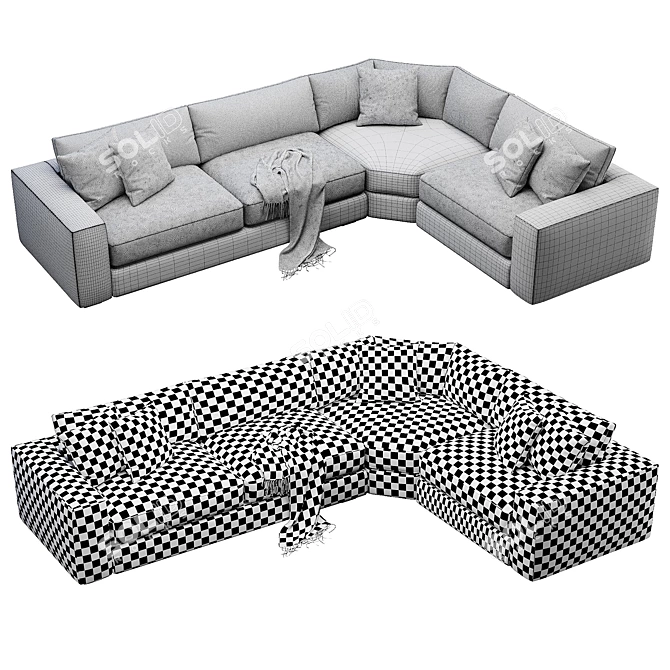 Cozy Coastal Oceanside Sectional Sofa 3D model image 4