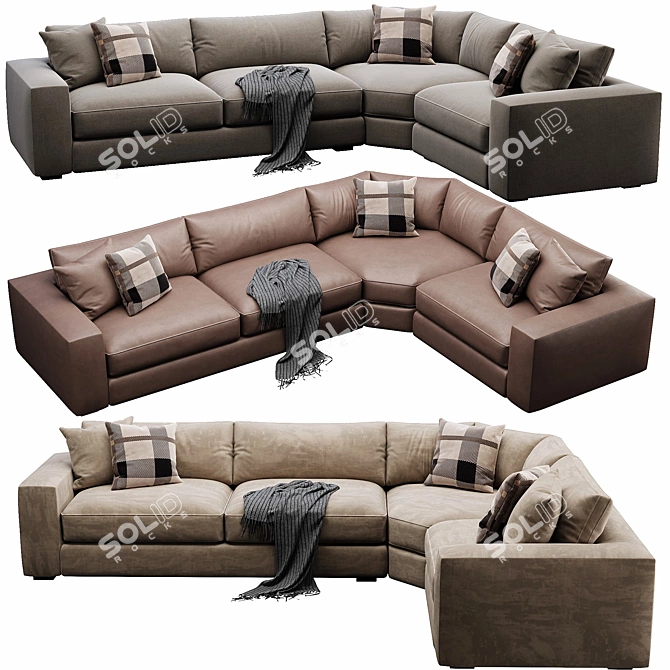 Cozy Coastal Oceanside Sectional Sofa 3D model image 5