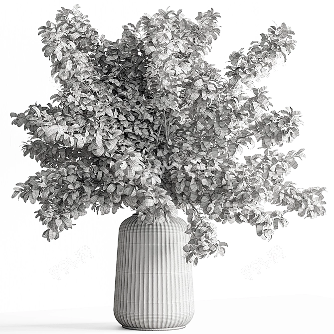 Rustic Green Branch Bouquet 3D model image 4