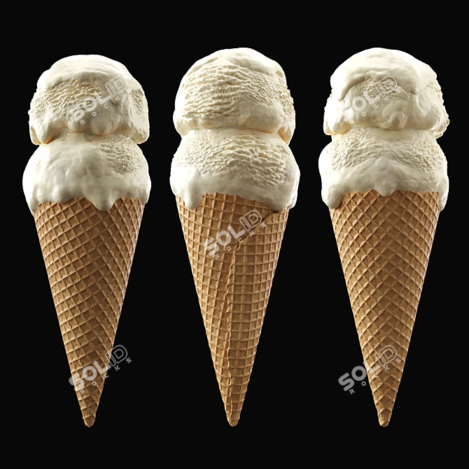 Two-Tone Ice Cream Cone 3D model image 4