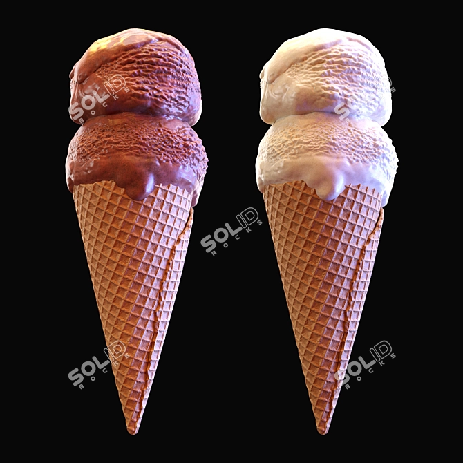 Two-Tone Ice Cream Cone 3D model image 5