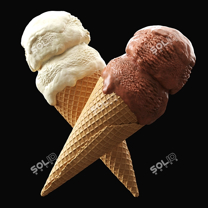 Two-Tone Ice Cream Cone 3D model image 7