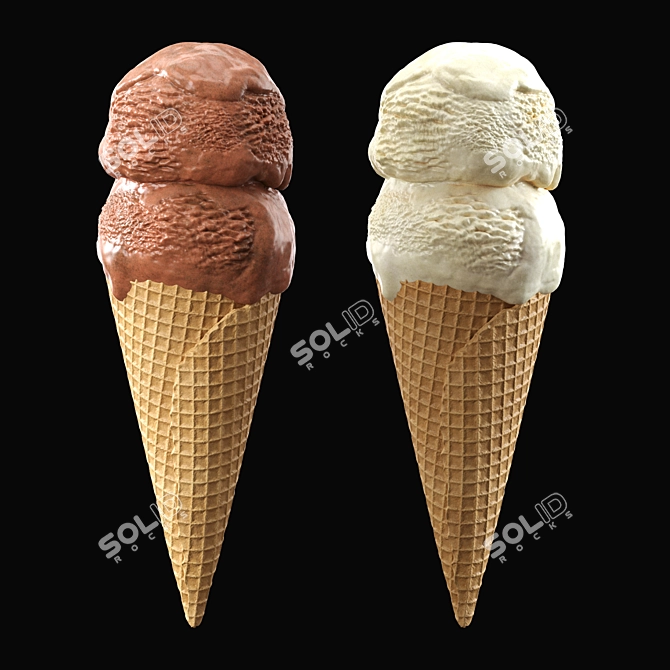 Two-Tone Ice Cream Cone 3D model image 8