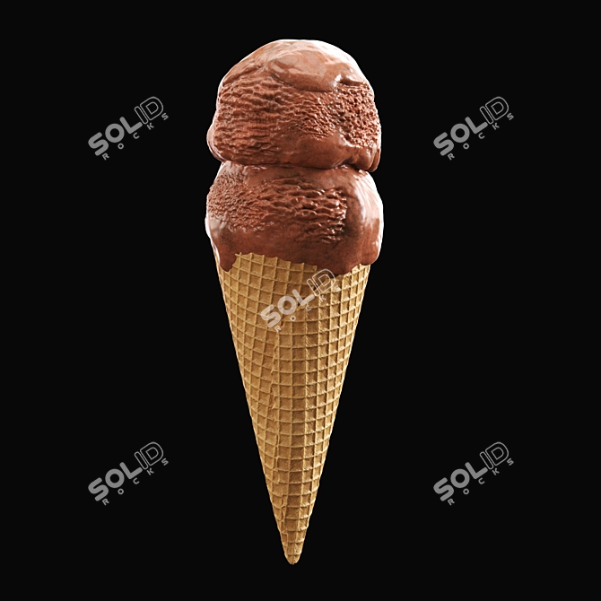 Two-Tone Ice Cream Cone 3D model image 13