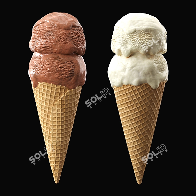 Two-Tone Ice Cream Cone 3D model image 15